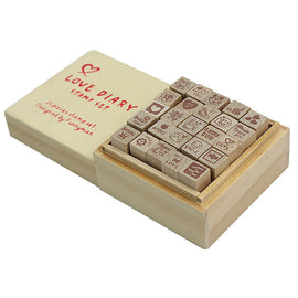 Love Heart Diary Wood and Rubber Stamps