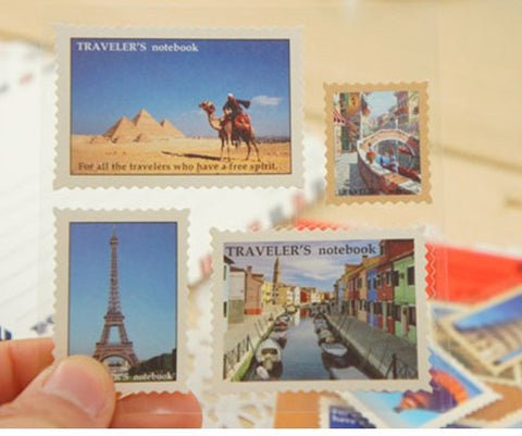18 Vintage  Style Travel World Theme Stamps