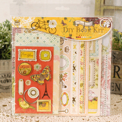 Handmade Paper and Embellishments for DIY Scrapbooking Kit